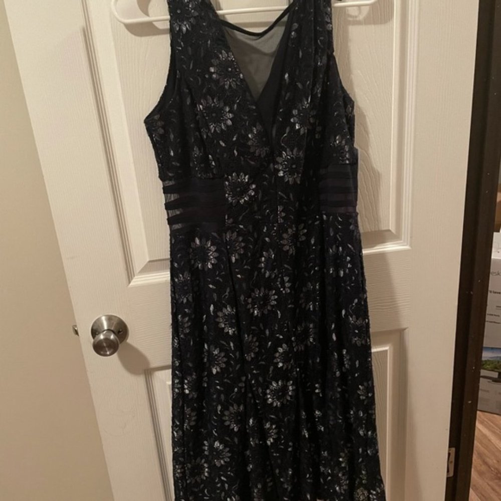 EnFocus Studios Navy Blue Floral SZ 14 Dress NEW